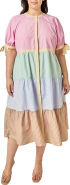 English Factory Colorblock Stripe Midi Dress