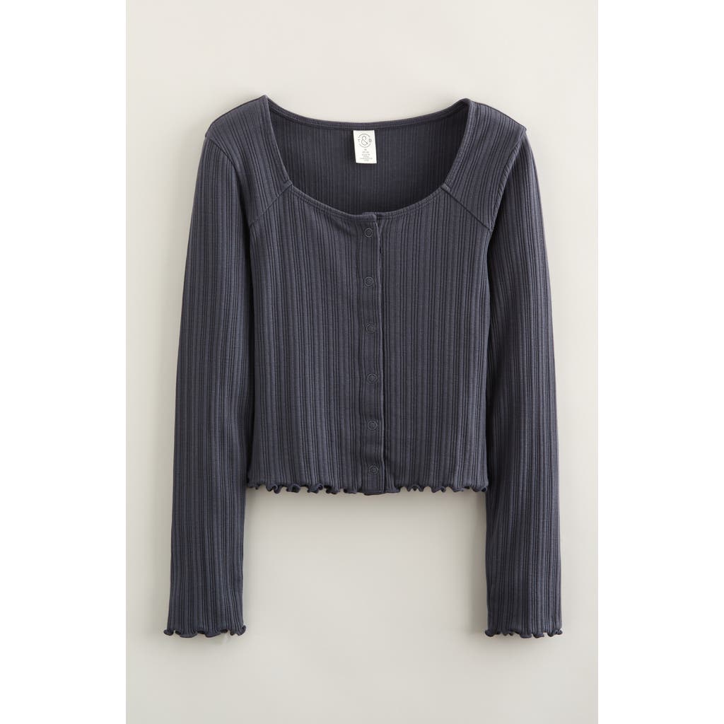Treasure & Bond Kids' Snap Front Cotton Top In Blue