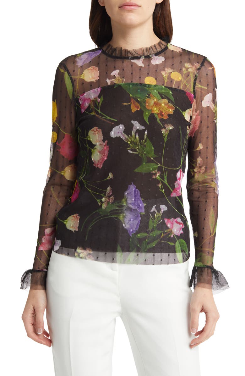 Ted Baker London Rosslee Floral Mesh Top, Main, color,