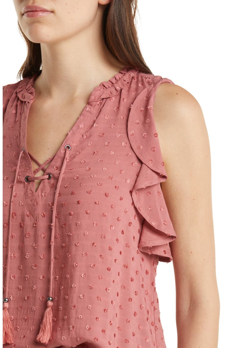 Amala Swiss Dot Lace-Up Top, Alternate, color, MT BR DST
