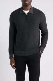 Vince Geo Jacquard Quarter Zip Sweater