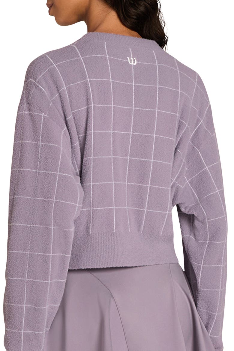 Throwback Crop Cardigan, Alternate, color, PURPLE ASH
