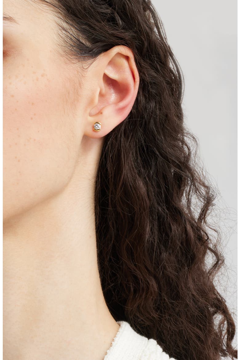 Set of 3 Cubic Zirconia Ear Cuffs, Stud & Drop Huggie Hoop Earrings, Alternate, color, CLEAR- GOLD