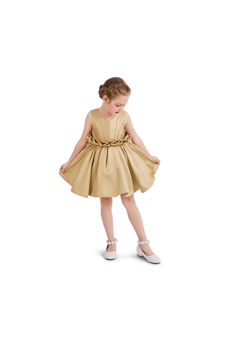 Harmony Ruffle Waist Formal Dress, Alternate, color, Gold