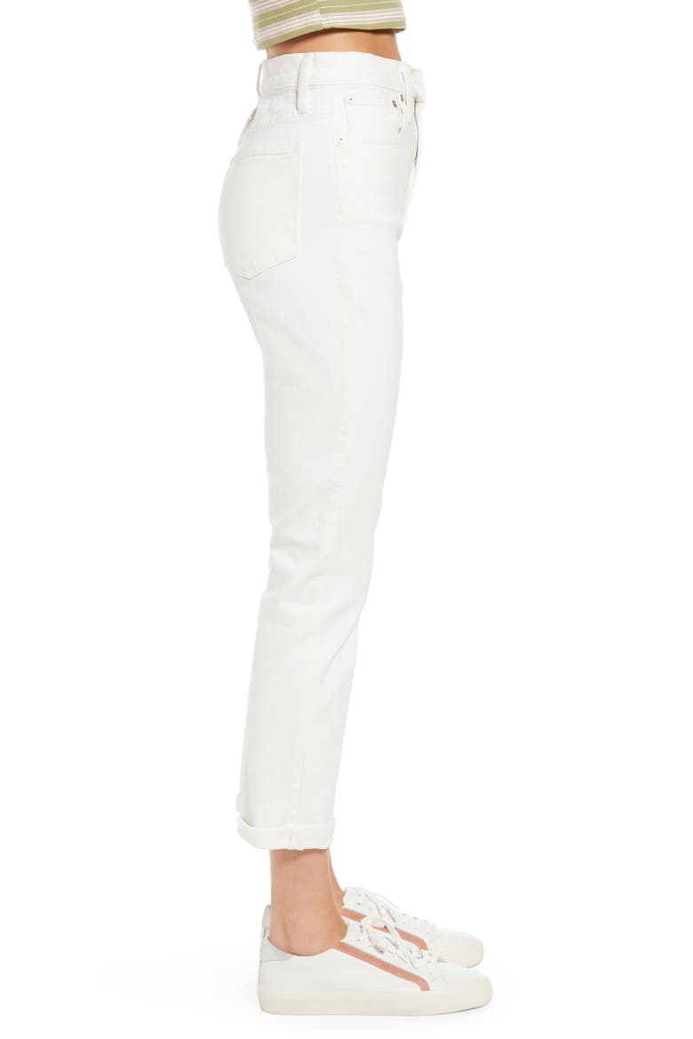 High Waist Slim Boyfriend Jeans, Alternate, color, TILE WHITE