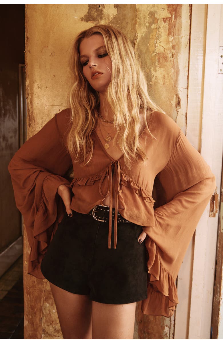 NASTY GAL Distressed Faux Leather Hotpants, Alternate, color, 