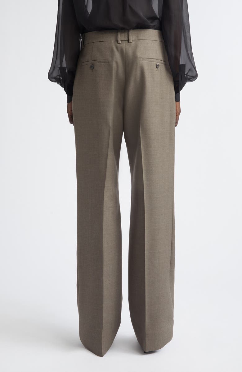 Saint Laurent Wool Straight Leg Pants, Alternate, color, Taupe Chine