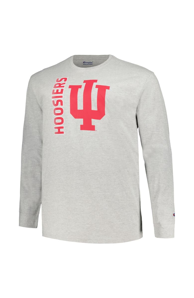 Champion Men's Champion Heather Gray Indiana Hoosiers Big & Tall Mascot Long Sleeve T-Shirt, Alternate, color, 