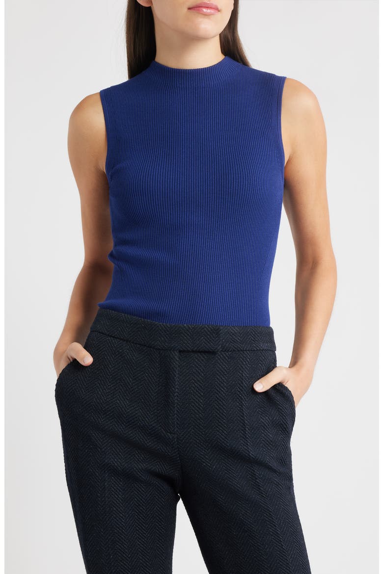 Feskies Mock Neck Sleeveless Rib Sweater, Main, color, SODALITE
