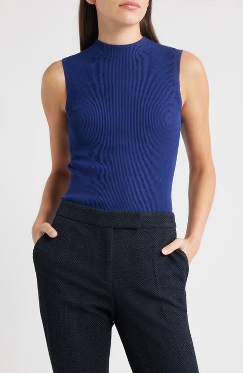 Feskies Mock Neck Sleeveless Rib Sweater