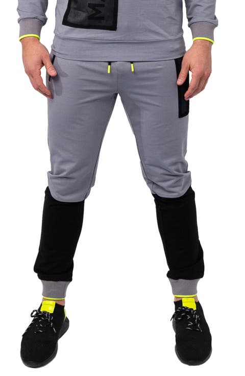 Net Grey Colorblock Stretch Cotton Joggers