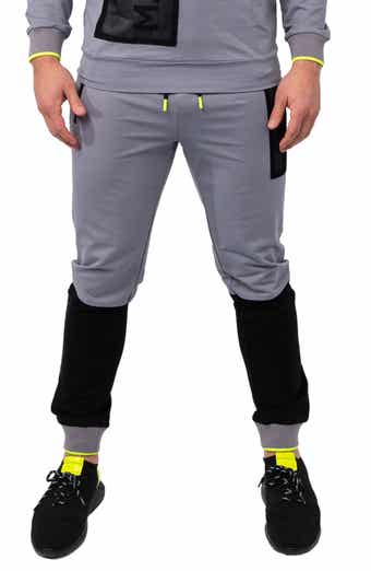 Maceoo Net Grey Colorblock Stretch Cotton Joggers