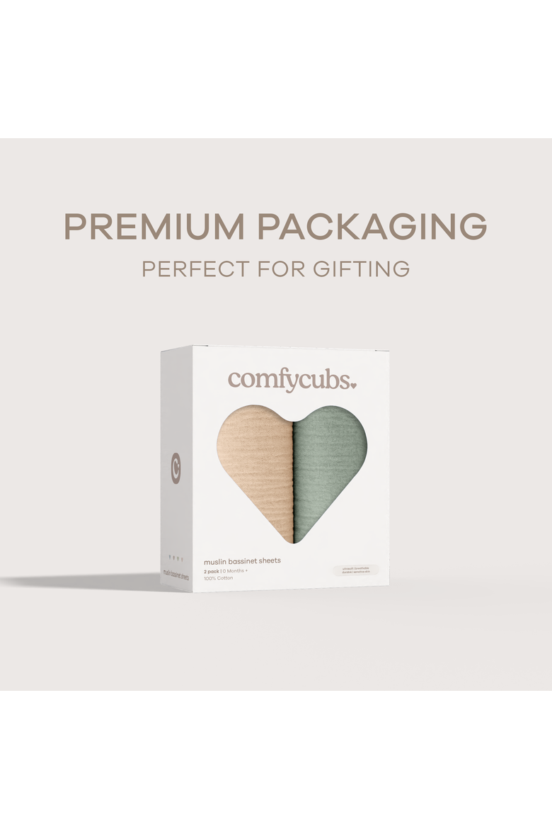 Muslin Cotton Bassinet Sheets, 2 Pack, Alternate, color, Fern and Cream