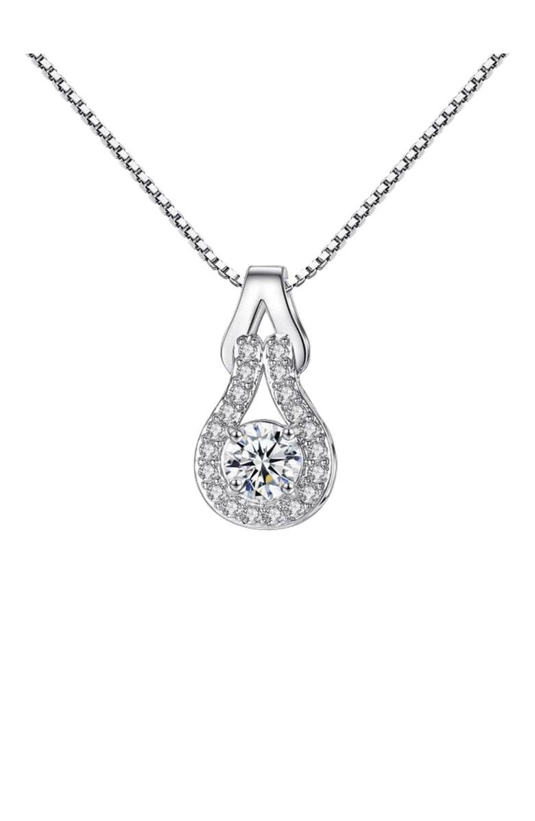 Hollywood Sensation White Gold Crystal Infinity Pendant Necklace, Main, color, Silver