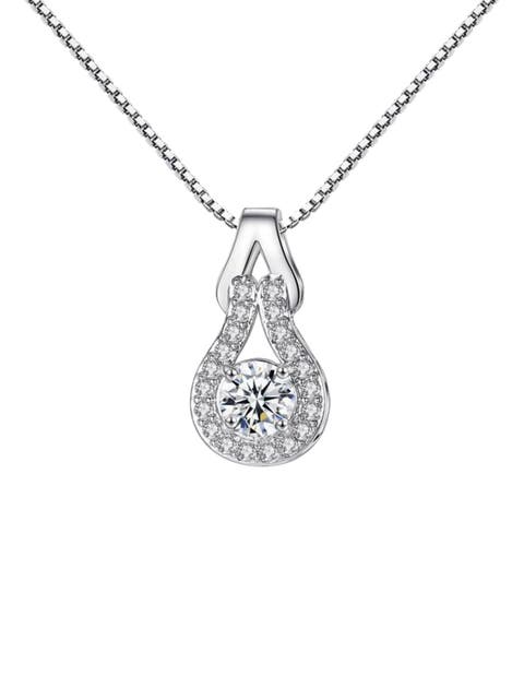 White Gold Crystal Infinity Pendant Necklace
