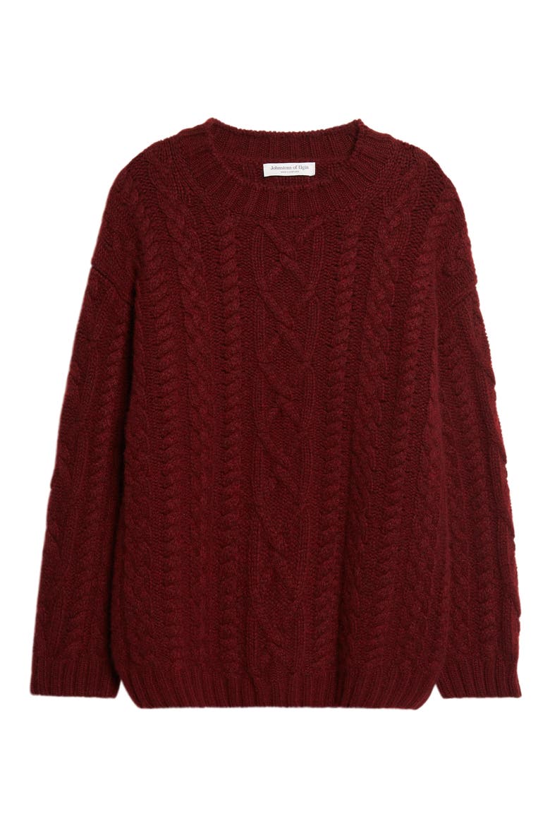 Mabel Cashmere Crewneck Sweater, Alternate, color, DEEP ROUGE