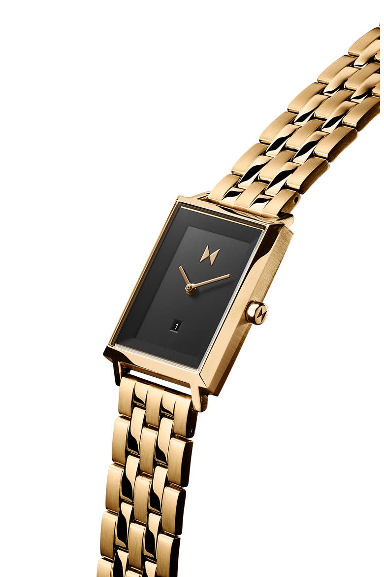 Signature Square Bracelet Watch, 24mm, Alternate, color, GOLD/ BLACK/ GOLD