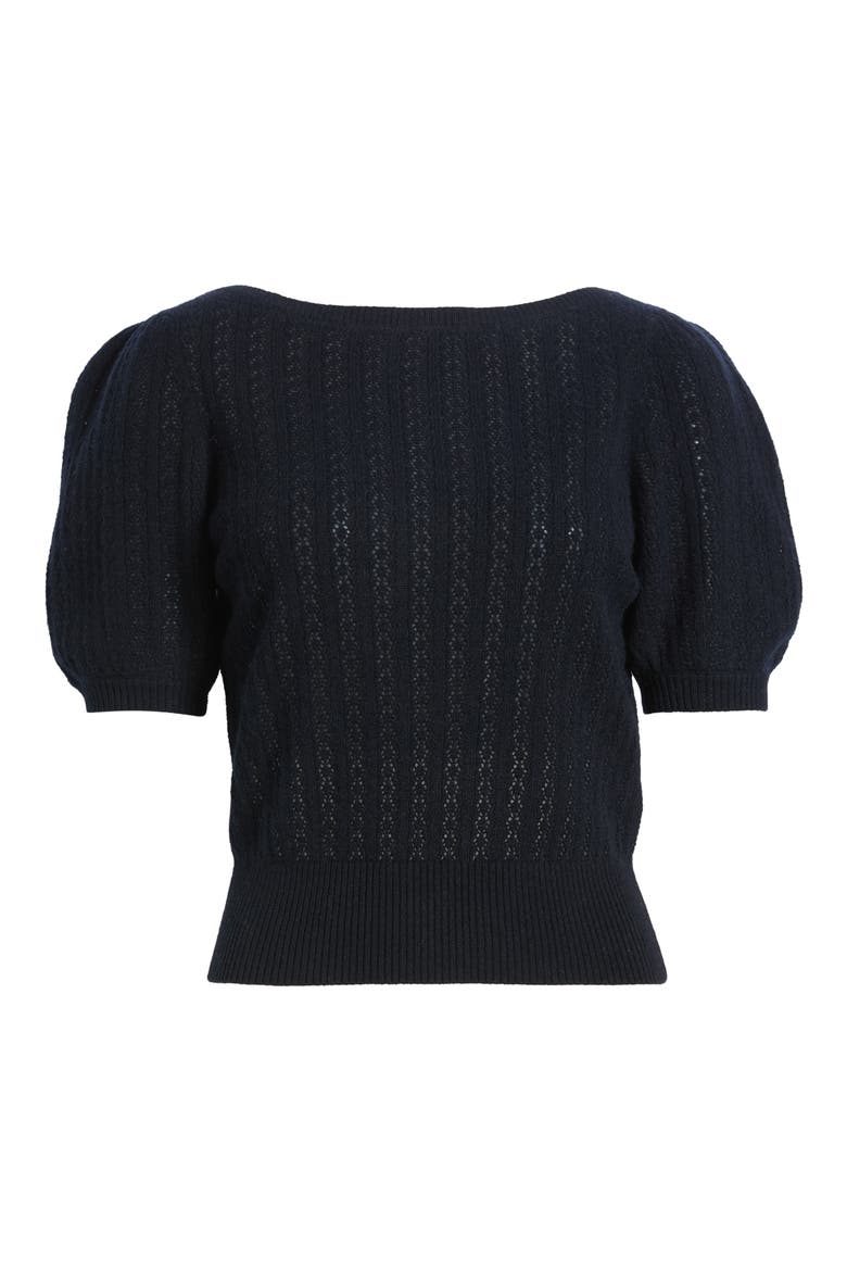 Jules Puff Sleeve Cashmere Sweater, Alternate, color, DEEP NAVY