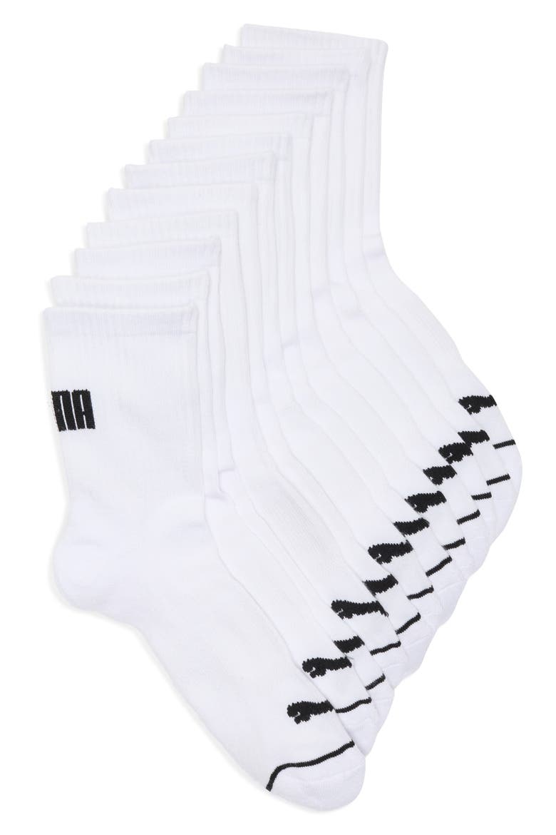 High-Cut 6-Pack Quarter Training Socks, Main, color, WHITE / BLACK