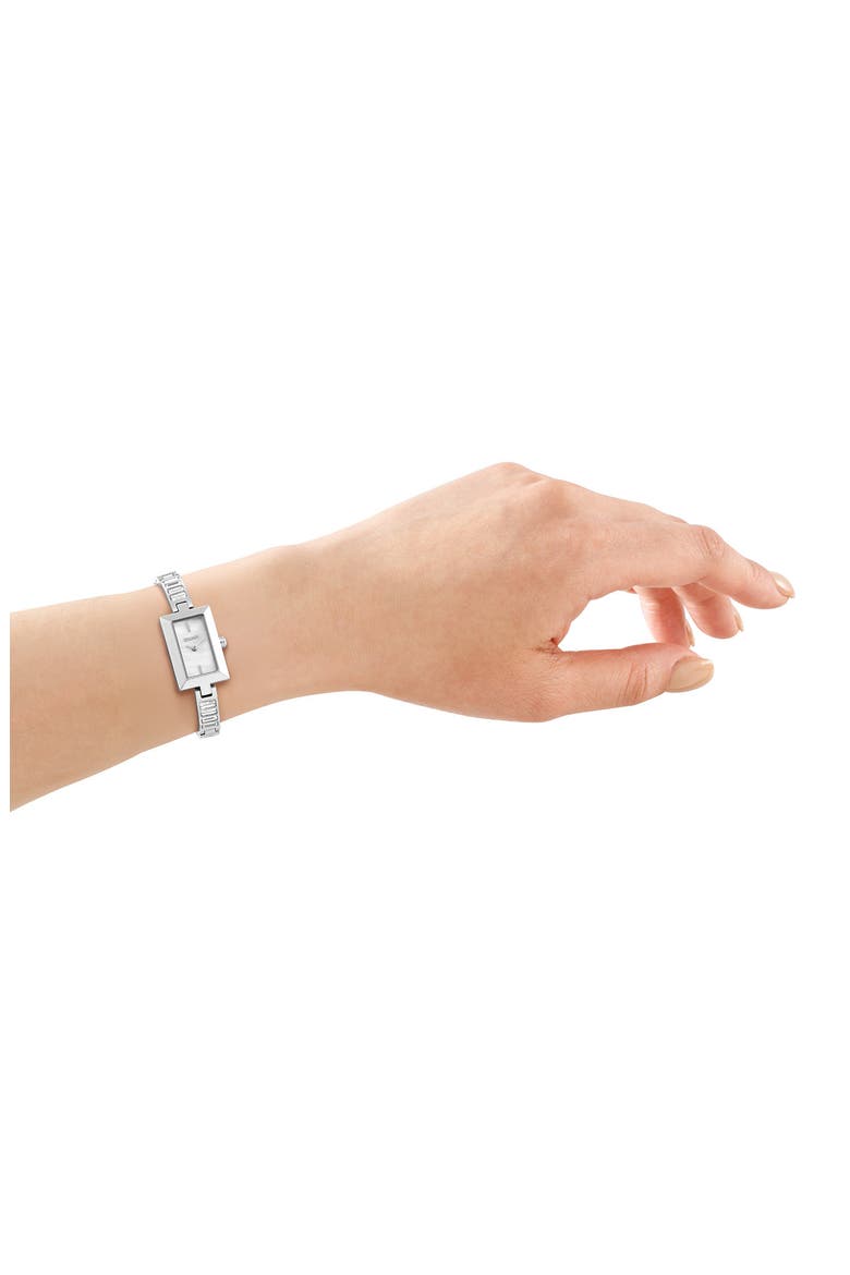Stainless Steel Rectangular Bracelet Watch, Alternate, color, WHITE MOP/ SILVER