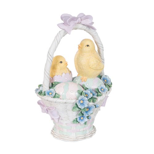 Gallerie Ii Vintage Easter Chicks On Egg Basket Large Decorative Figurines In Multi