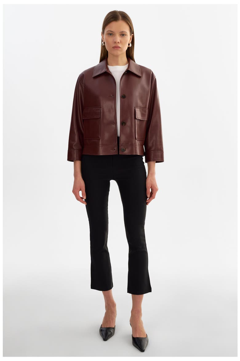 Elara | Faux Leather Jacket, Alternate, color, Wax Brown