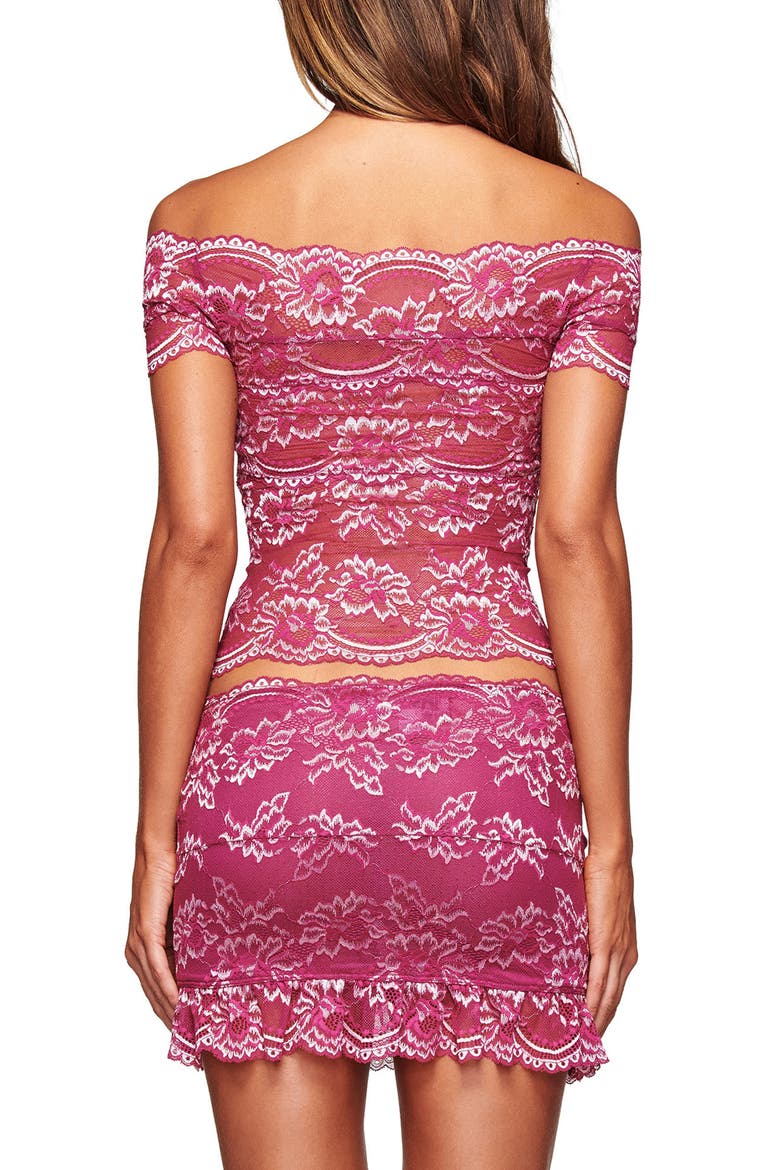 Crystal Off the Shoulder Lace Top, Alternate, color, PLUM
