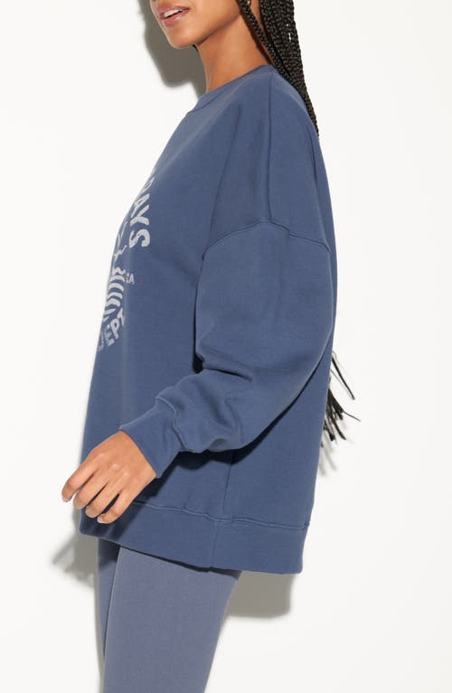 Spiritual Gangster Catching Rays Oversize Cotton Graphic Sweatshirt In Blue