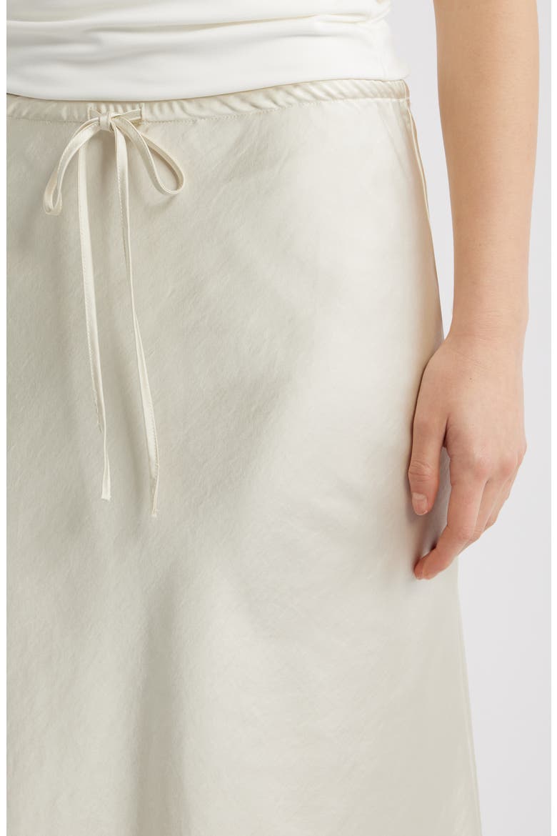 Knee Length Drawstring Satin Skirt, Alternate, color, IVORY DOVE