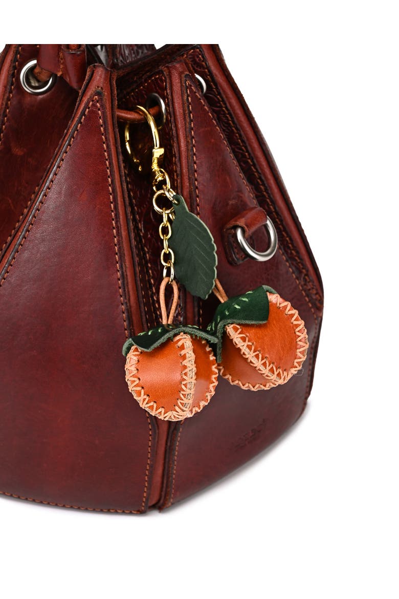 Simi Genuine Leather Mini Fruit Key Charm, Alternate, color, Caramel
