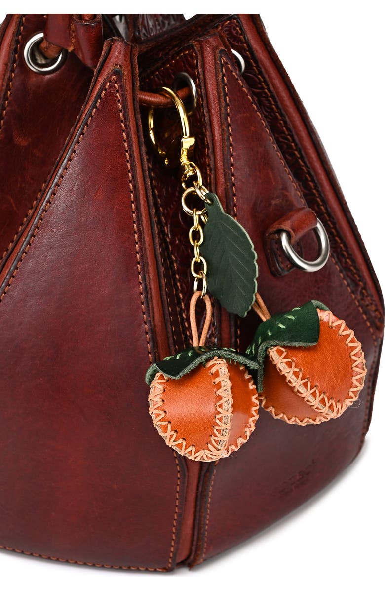 OLD TREND Simi Genuine Leather Mini Fruit Key Charm, Alternate, color, Caramel