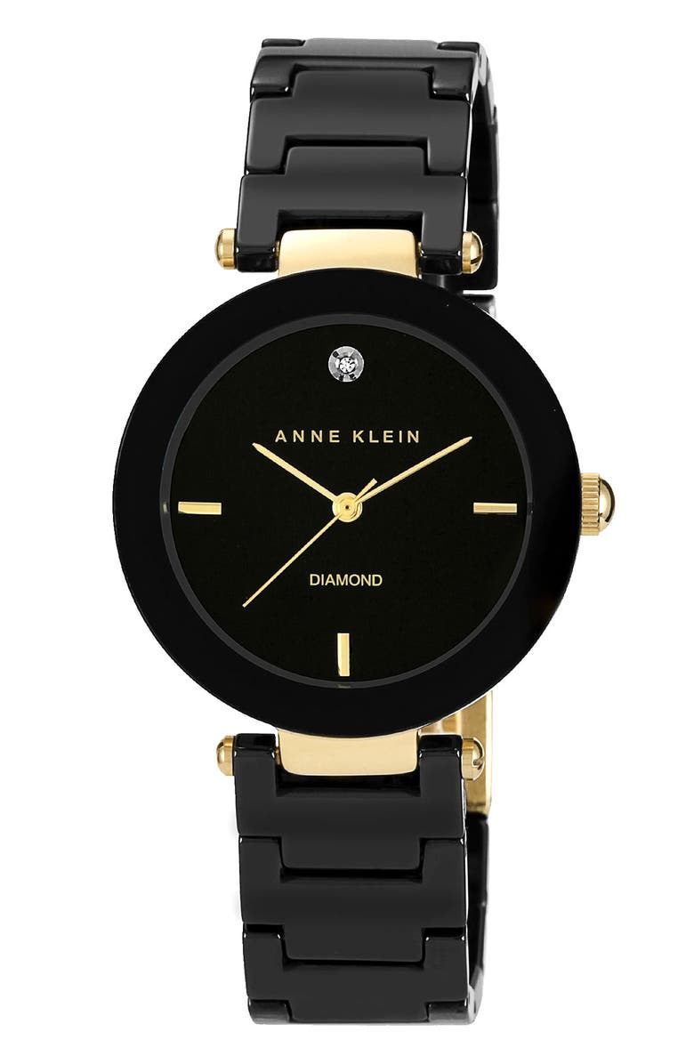 Anne Klein Round Ceramic Bracelet Watch, 33mm, Main, color,
