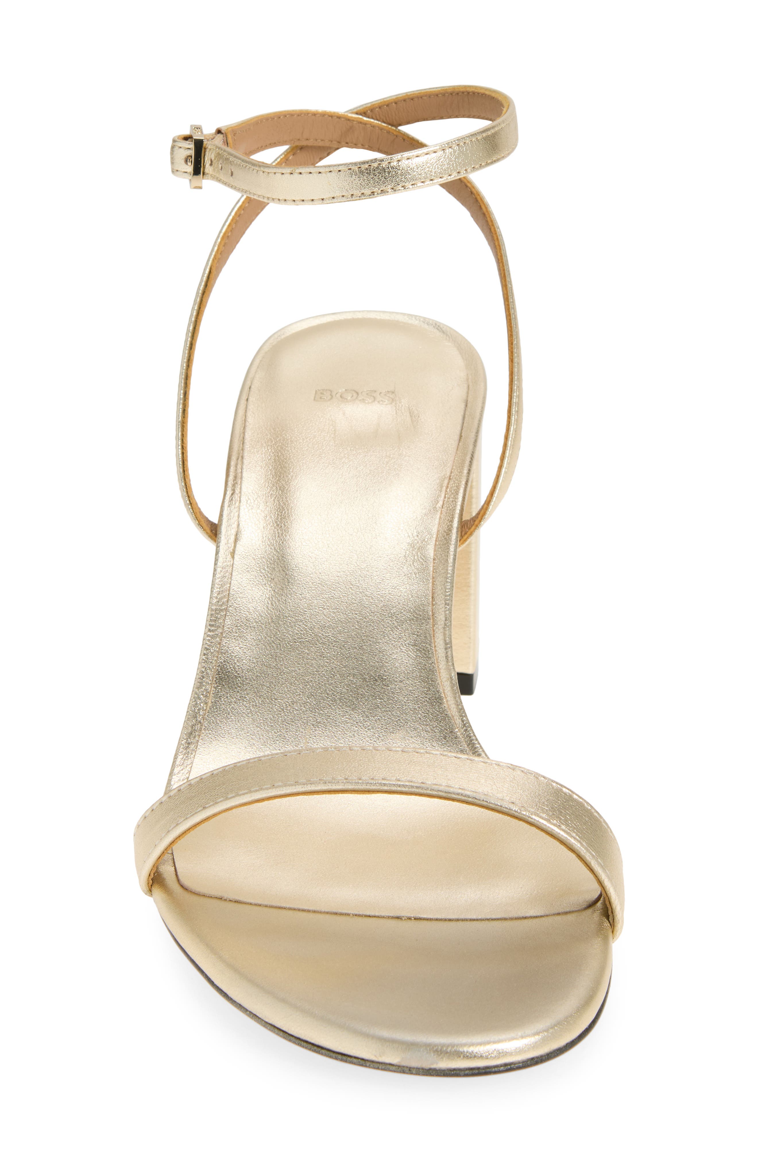 BOSS Cristas Leather Ankle Strap Sandal, Alternate, color, Gold