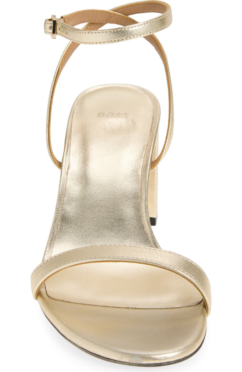 BOSS Cristas Leather Ankle Strap Sandal, Alternate, color, Gold