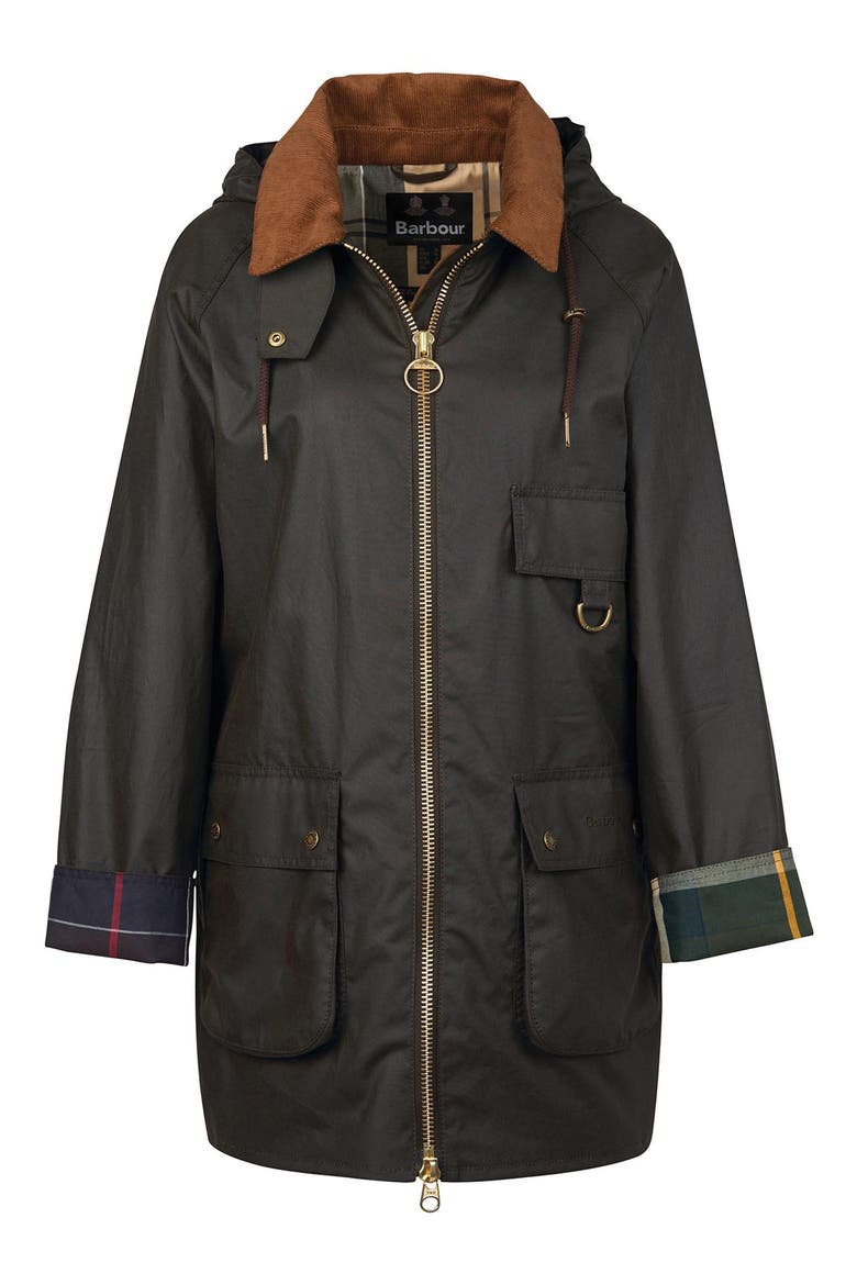 Highclere Hooded Waxed Jacket, Alternate, color, OLIVE