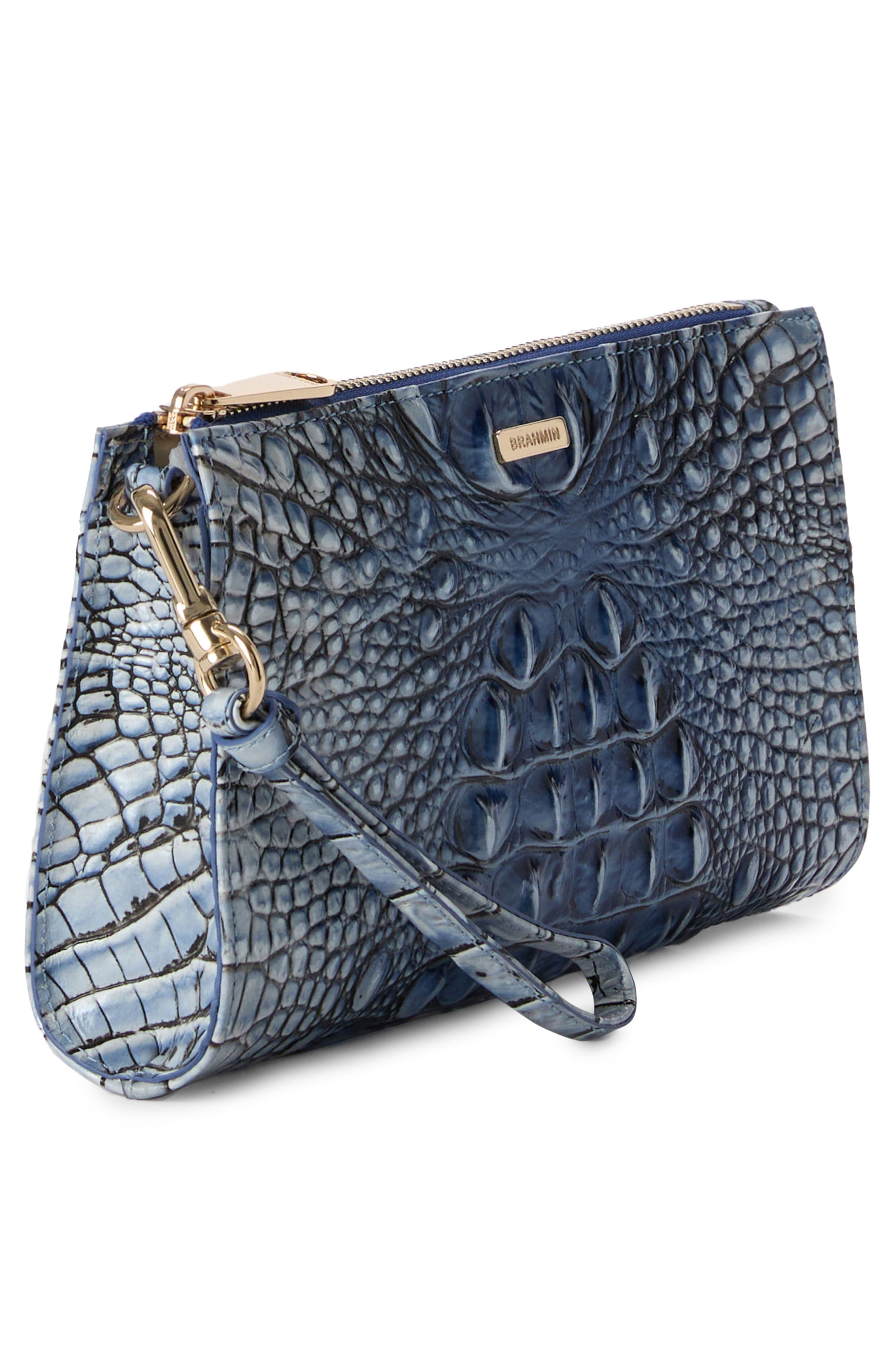 Brahmin Daisy Croc Embossed Leather Wristlet, Alternate, color, 