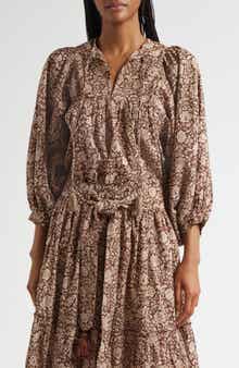 Charlie Print Tie Neck Blouse