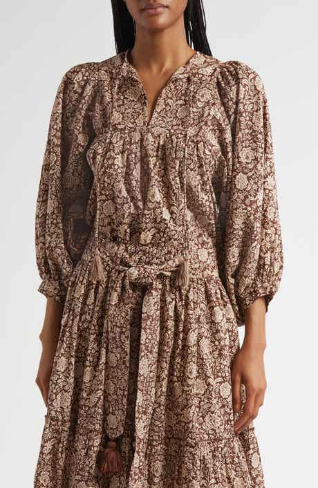 Charlie Print Tie Neck Blouse