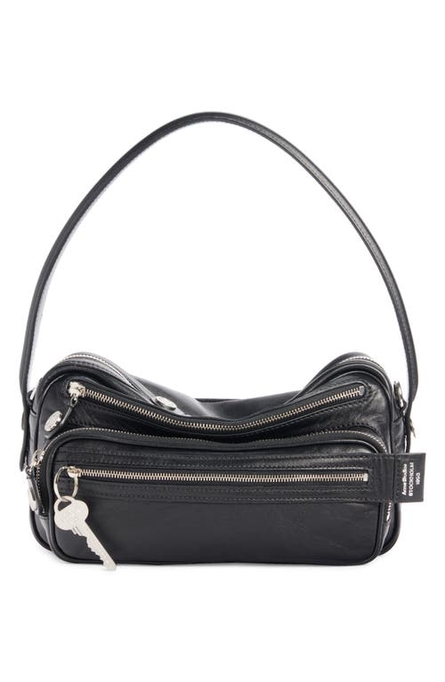 Acne Studios Small Camero Leather Shoulder Bag In Black