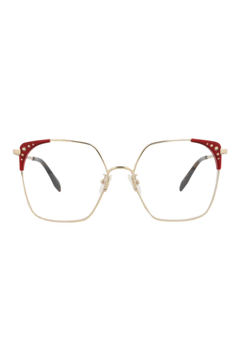 56mm Square Optical Glasses, Main, color, GOLD/ ORANGE TRANSPARENT
