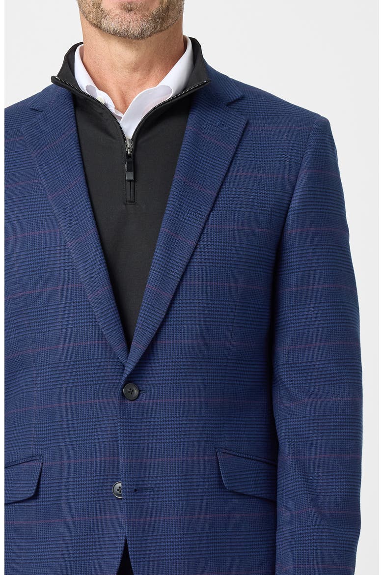 Plaid Stretch Sport Coat, Alternate, color, NAVY