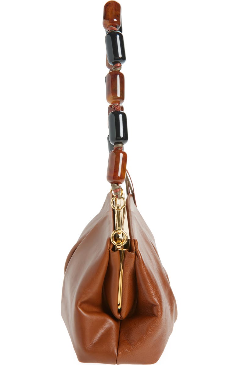 Dries Van Noten Pleated Leather Clutch, Alternate, color, Tan 712