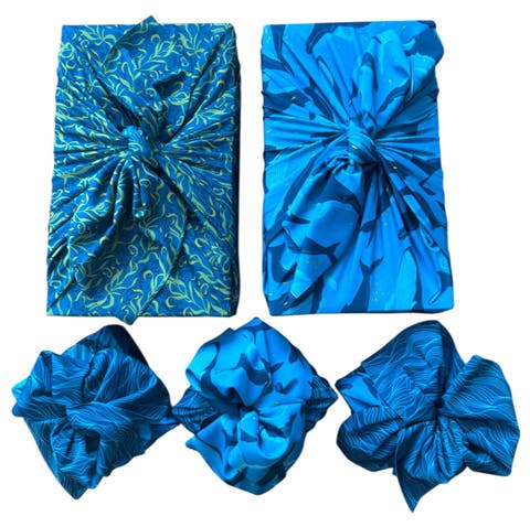 Assorted Set of 5 Reusable Cloth Furoshiki Gift Wrap