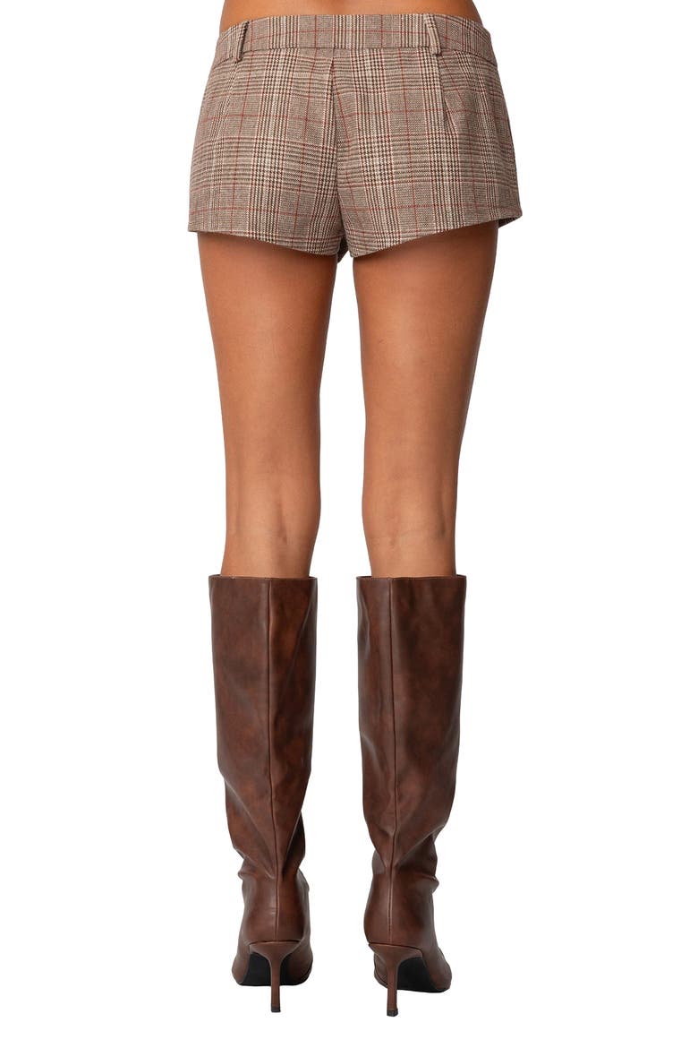 Phoeby Plaid Low Rise Shorts, Alternate, color, BROWN