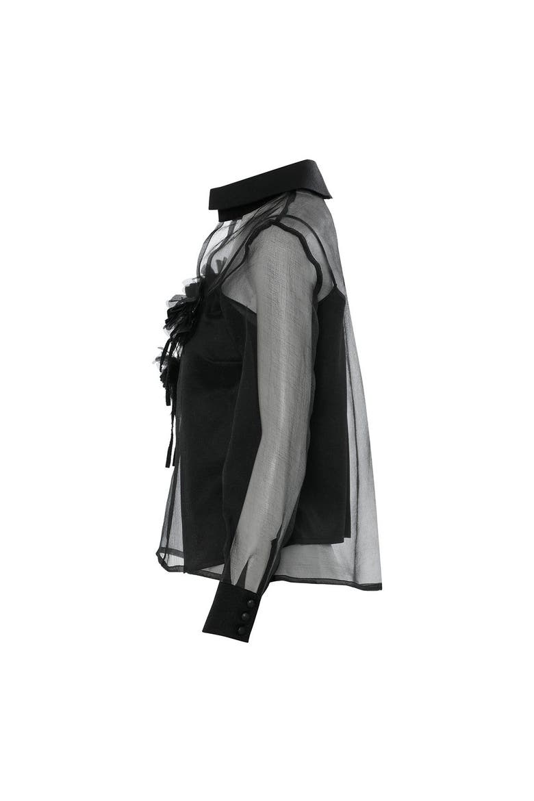 Self-Lined Lightweight Black Chiffon Shirt, Alternate, color, Black