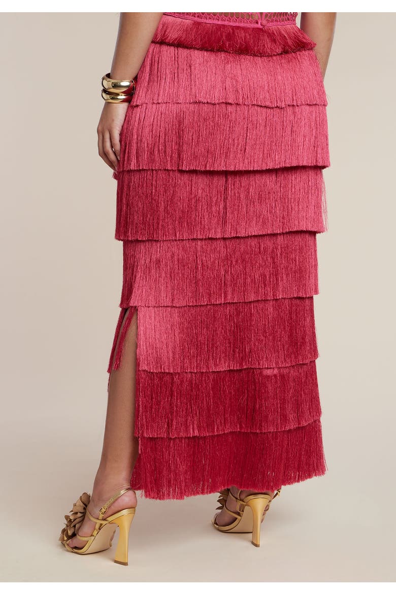 Patbo X Eloquii Fringe Column Maxi Skirt, Alternate, color, BRIGHT ROSE