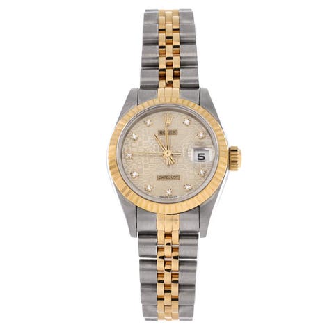 Oyster Perpetual Datejust Automatic Watch Stainless Steel and Yellow Gold with Diamond Markers 26