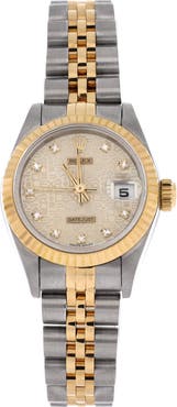 Pre-Owned Rolex Oyster Perpetual Datejust Automatic Watch Stainless Steel and Yellow Gold with Diamond Markers 26