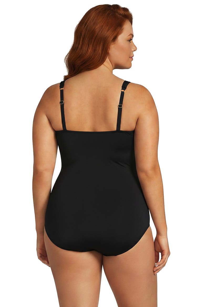 Plus Size Long Torso New SlenderSuit Grecian Adjustable Low Leg One Piece, Alternate, color, Black