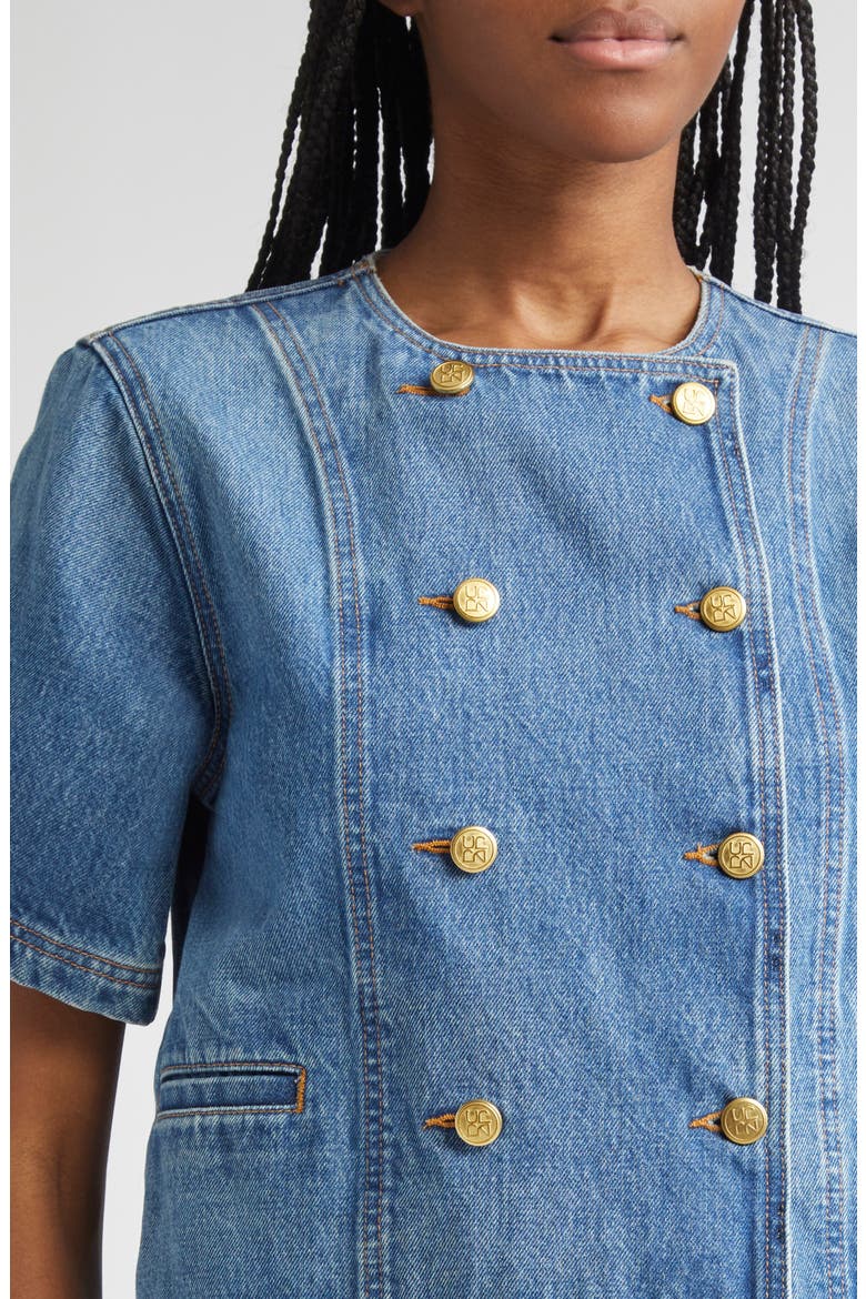 The Serge Double Breasted Denim Shirt, Alternate, color, DANUBE